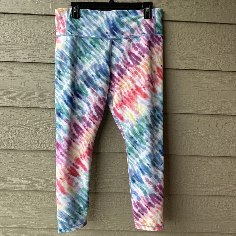 Athleta Leggings Women Large Love Proudly 7/8 Tight Rainbow Tie-Dye High Rise